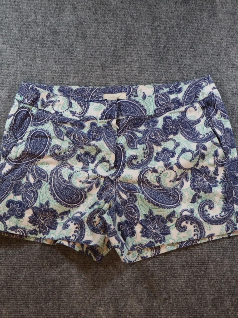 Kenji Womens Paisley Bermuda Shorts Size 8 Navy Mint Casual Summer
